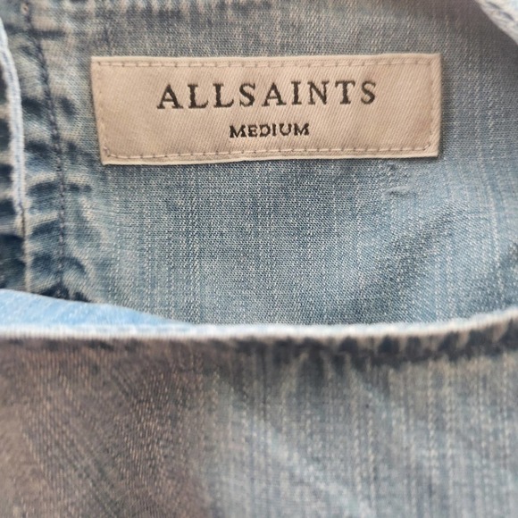 All Saints Polly Ruffle Chambray Shift Dress Size Medium - Picture 9 of 9